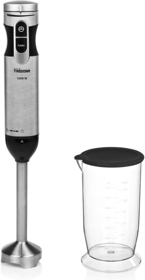 Tristar Staafmixer MX-4828 Turbofunctie Met afneembare roestvrijstalen staaf Inclusief Maatbeker 700ml 1000 watt RVS