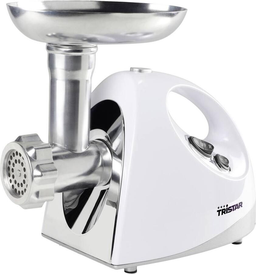 Tristar Vleesmolen VM-4210 Voor gehakt worst of kebbe Met terugloopfunctie Voor medium fijn of grof gemalen vlees Vaatwasbestendige onderdelen Wit
