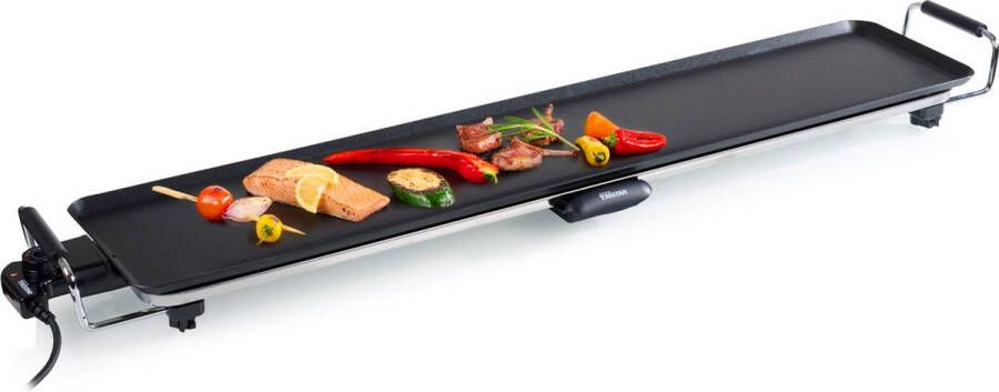 Tristar Bakplaat BP-2834 XXL – Gourmet bakplaat voor op tafel Grillplaat elektrisch 100 cm Voor 10 12 personen Met regelbare thermostaat Antiaanbaklaag Zwart