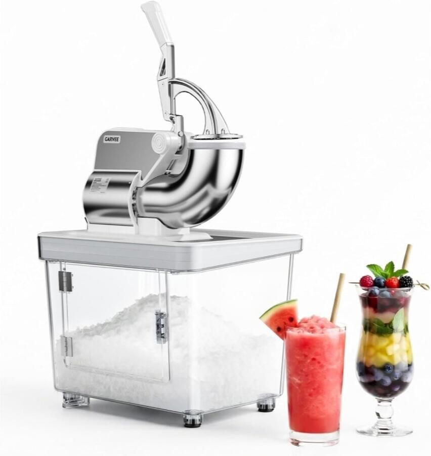 Triumpunpre Professionele 300 W-slush-ijsmachine – met ETL-certificering – commerciële roestvrijstalen ijsbreker met dubbel mes – tank van 50 l – 300 kg u – voor bars keukens en evenementen – zilver