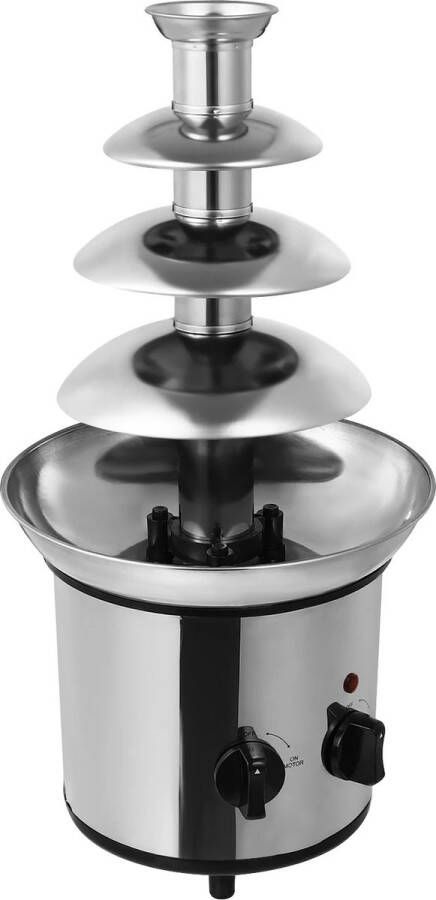 Tumex Chocoladefontein Chocolade Fondue 4-Lagen Roestvrij Staal Voor 1.8L Chocoladesaus 45cm Hoogte Antislip Voeten