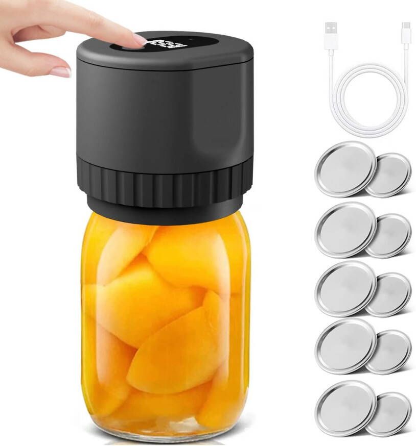 Tumex Vacumeermachine Vacuümmachine Vacuümsealer Vacuum Sealer Apparaat Inclusief 10 Deksels USB Type-C Oplaadbaar