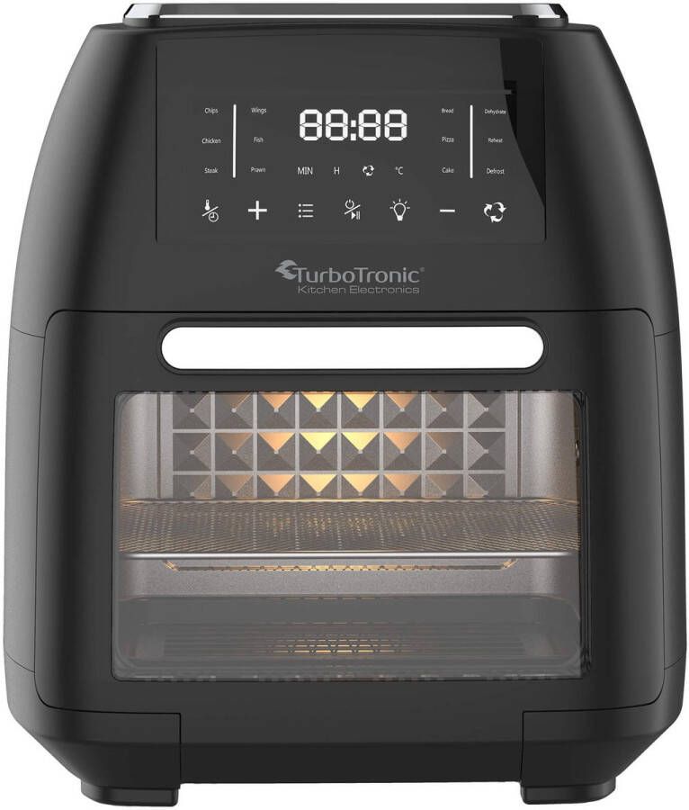 TurboTronic AF-260 Airfryer XL AirChef 12L- Heteluchtfriteuse Dual Heating 50ºC tot 200ºC 12 Kookprogramma's Zwart