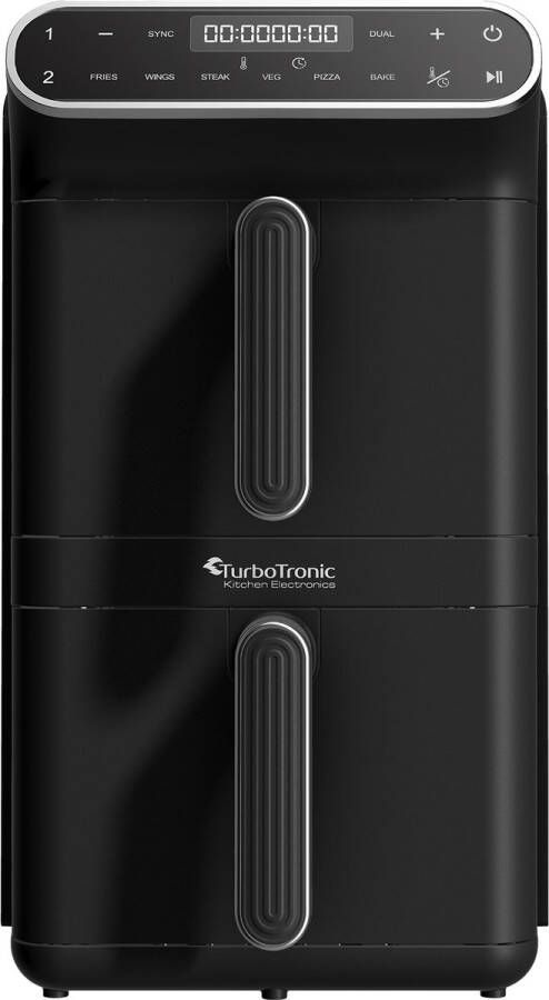 TurboTronic AF-500D Dubbele Airfryer 11L Airfryer XXL Heteluchtfriteuse Dual Heating 50ºC tot 200ºC 6 Kookprogramma's Zwart