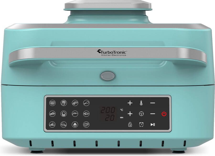 TurboTronic AG700 2-in-1 Airfryer en Grill met Slimme Thermometer 6.5L – Turquoise Zilver - Foto 2