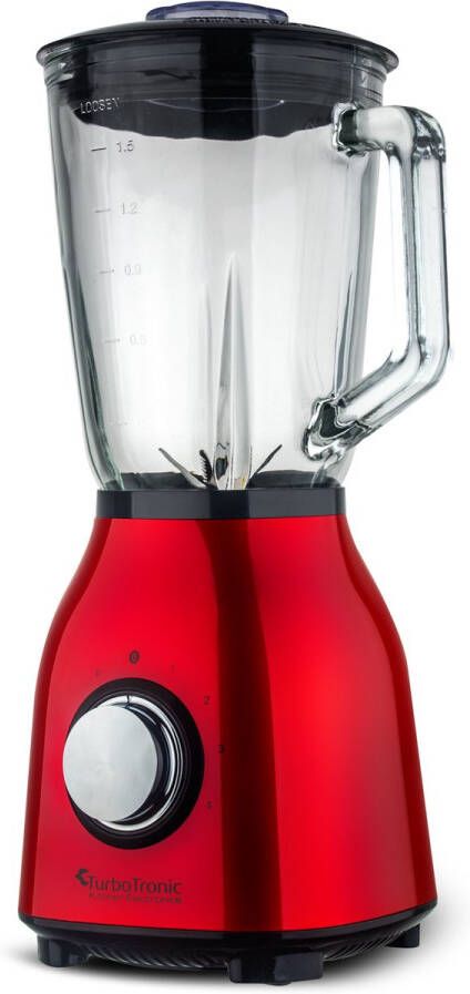 TurboTronic BG6 Blender Met glazen kan Smoothie blender Smoothie maker RVS Rood BPA Vrij