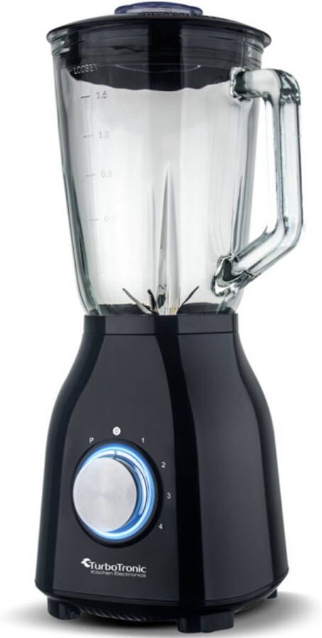 TurboTronic BG6 Blender Met glazen kan Smoothie blender Smoothie maker RVS Zwart
