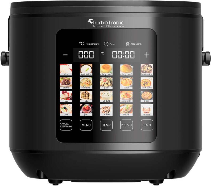 TurboTronic DMC23 Multicooker Rijstkoker Stoomkoker- 5 liter RVS Zwart
