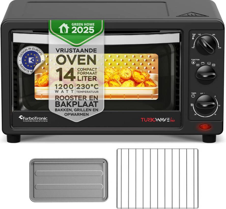 TurboTronic EV14 Vrijstaande oven Mini oven Elektrische oven 14L Zwart