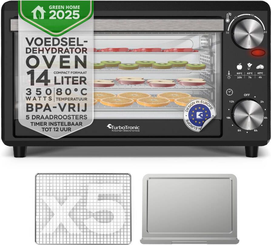 TurboTronic FD14 Voedseldroger Droogoven 14 Liter Zwart