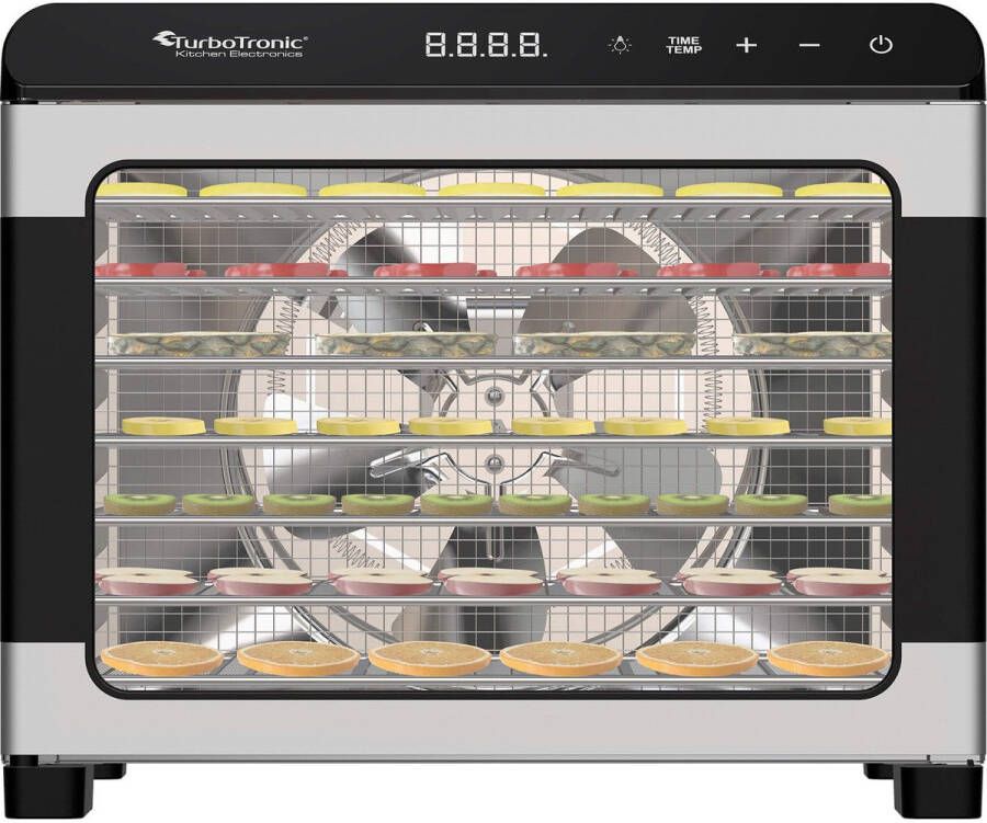 TurboTronic FD55 Voedseldroger XL Droogoven 55 Liter Zilver Zwart
