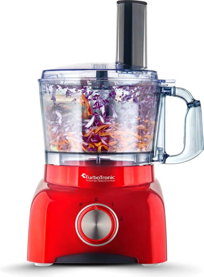 TurboTronic FP800 Foodprocessor Keukenmachine 1.2 Liter 800W Rood - Foto 2