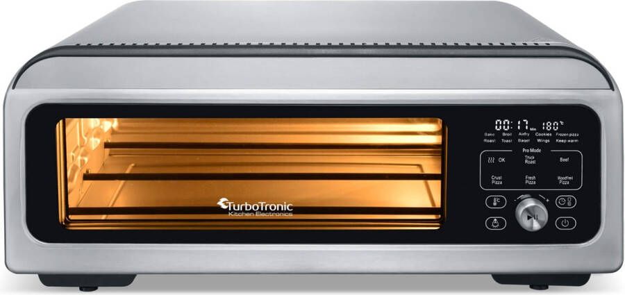 TurboTronic PO12 Elektrische Pizza Oven – Slimme Pizzaoven tot 400 °C – Zilver