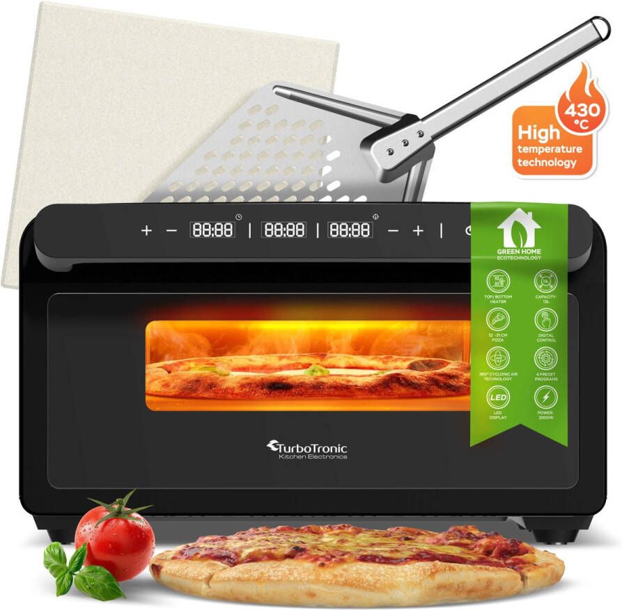 TurboTronic PO15 Elektrische Pizza Oven – Slimme Pizzaoven tot 400 °C – Zwart - Foto 2