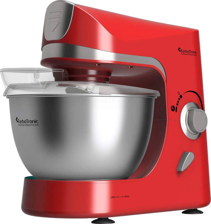TurboTronic TT-002 Pro-Mix Keukenmachine Foodprocessor Staande Keukenmixer- keukenrobot- 5 Liter 2000W Rood