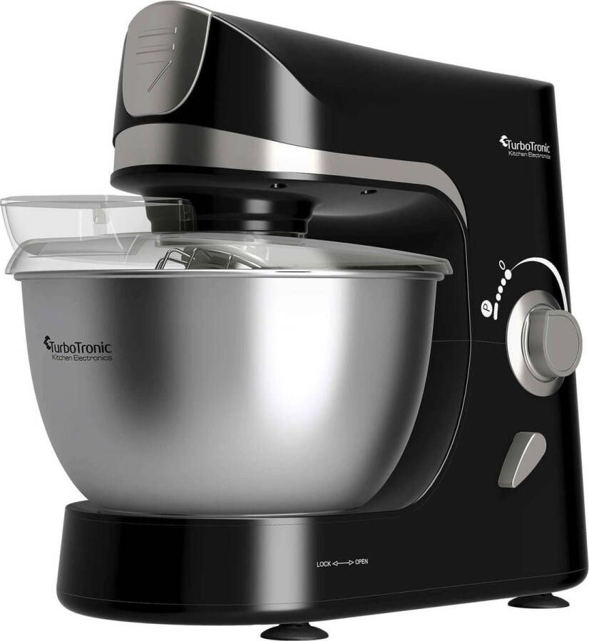 TurboTronic TT-002 Pro-Mix Keukenmachine Foodprocessor Staande Keukenmixer- keukenrobot- 5 Liter 2000W Zwart