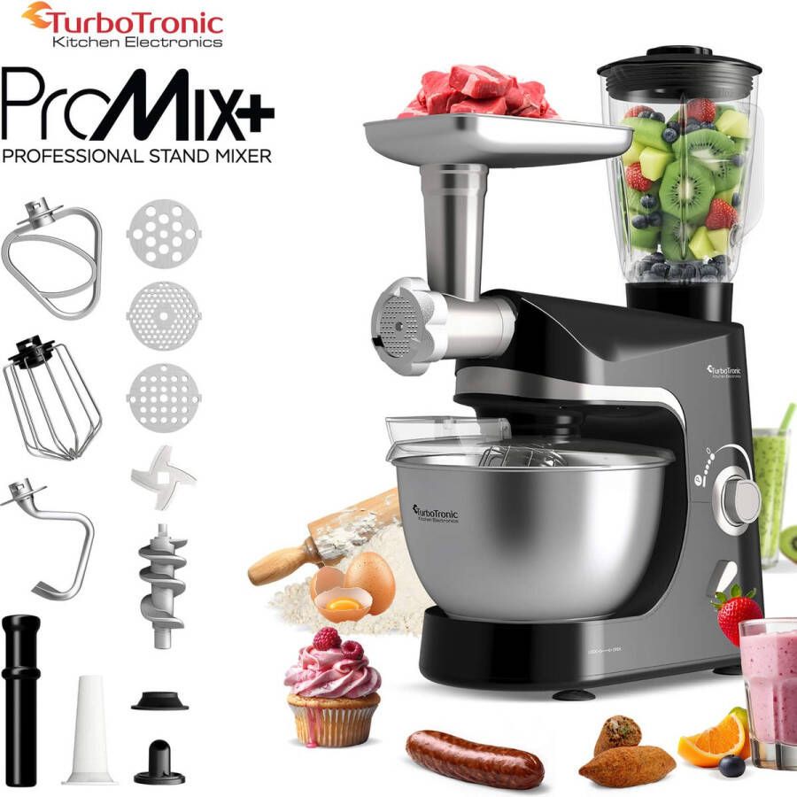 TurboTronic TT-007 Keukenmachine Staande Keukenmixer- keukenrobot -Foodprocessor 5 Liter 2000W Zwart