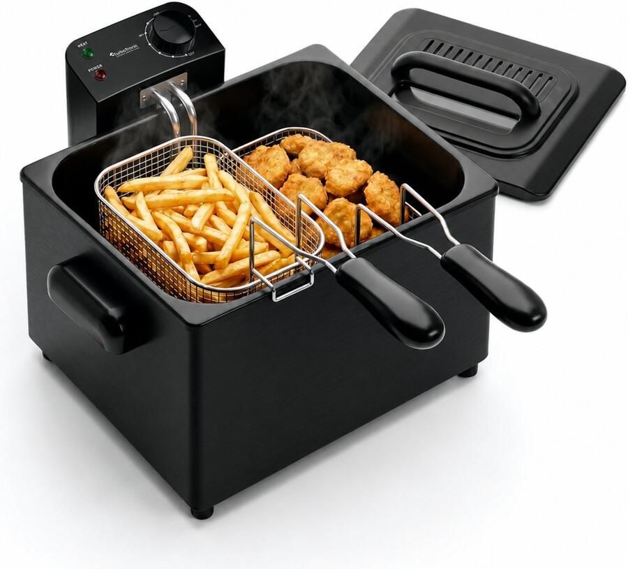 TurboTronic DF-3 Duo Dubbele frituurpan 2x 2 5 Liter Koude zone Zwart