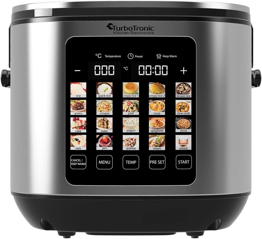 TurboTronic DMC23 Multicooker Rijstkoker Stoomkoker- 5 liter RVS Zilver