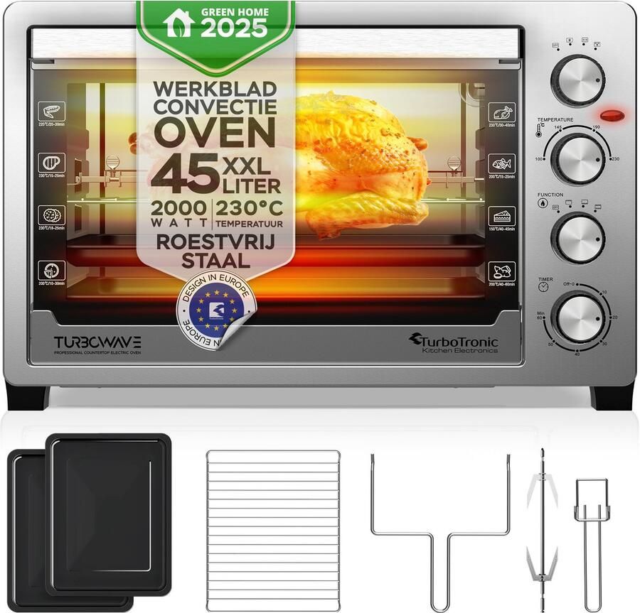 TurboTronic EVS45 Vrijstaande Oven 45L Zilver