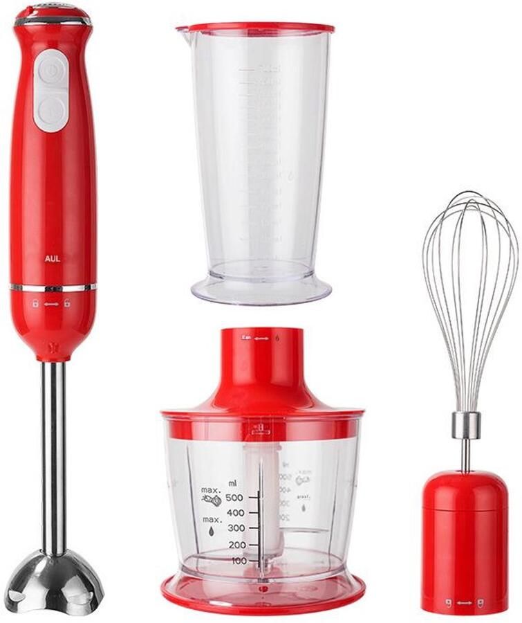 TuseRxln Bosch ErgoMixx Staafmixer 800 W Turbo-Functie En Flowblend-Schneidesysteem 1 Stuk Keukengebruik Rood