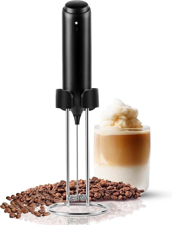 TuseRxln Melkopschuimer Electrisch Melkopschuimer Met Rvs Houder Draadloos 2-In-1 Ontwerp Met Oplaadstation En Verwijderbare Metalen Houders 1 Stuks Voor Warme Koude Drank Zoals Koffie Latte Cappuccino Zilver