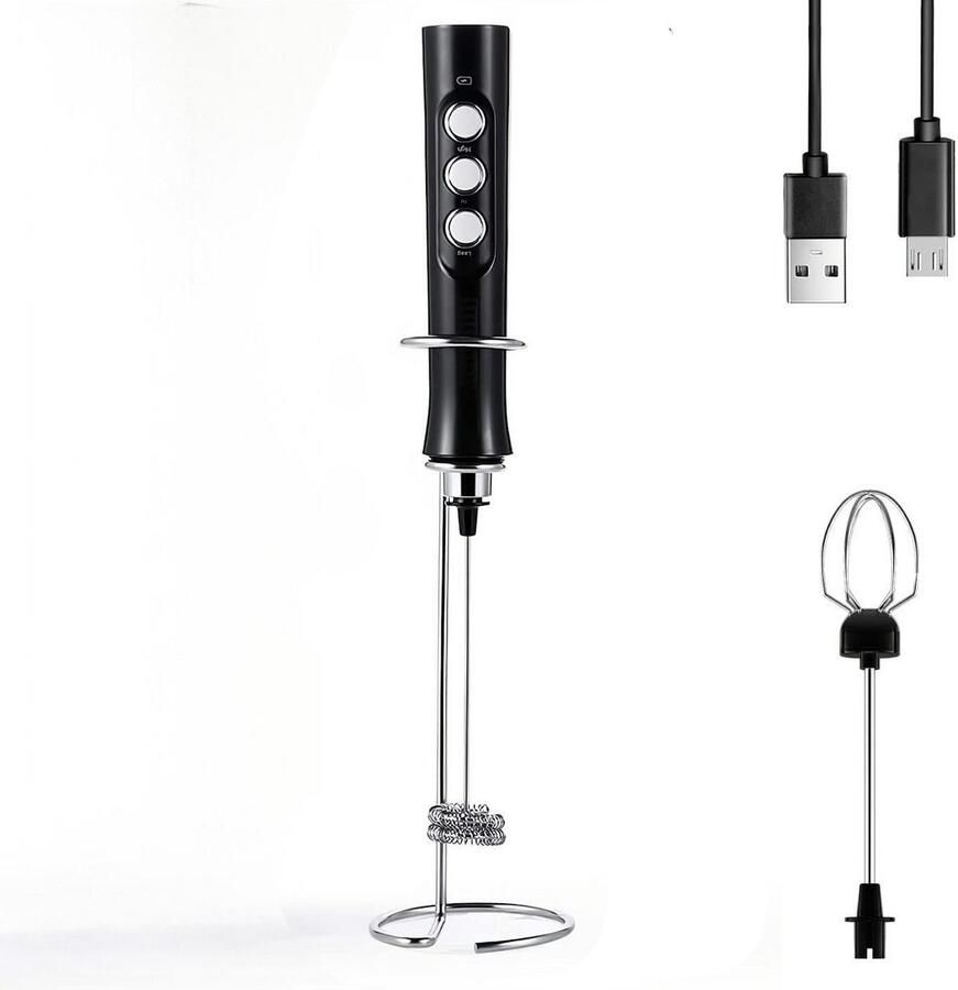 TuseRxln Melkopschuimer Electrisch Melkopschuimers 2-In-1 Oplosbaar Design Met Drie Snelheden Voor Melk En Poeder 1 Stuks Keukenapparatuur Wit