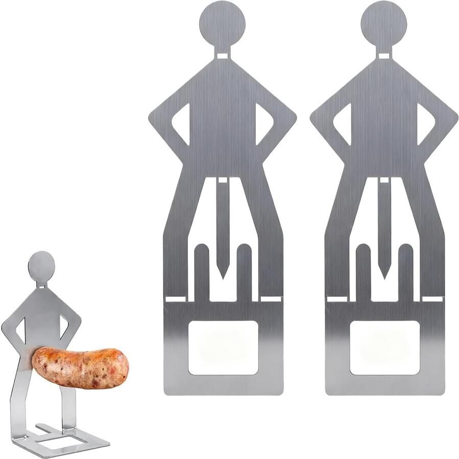 Twee-Delige Draagbare Roestvrijstalen Hotdoghouder Grappig Barbecue-Accessoire Voor Feesten en Buitenshuis