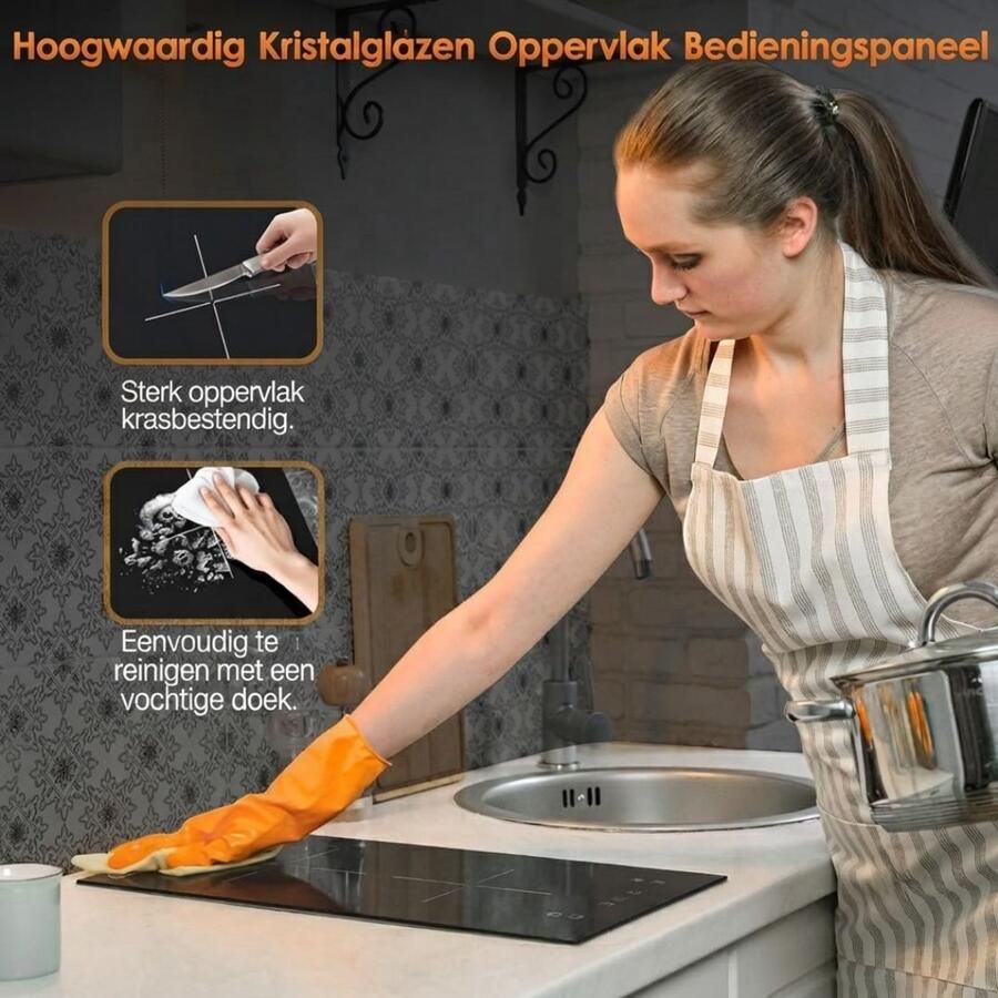 TYR Inductie Kookplaat Inbouw Inductiekookplaat Ingebouwde Inductiekookplaat Zwart 52cm x 30cm x 7cm