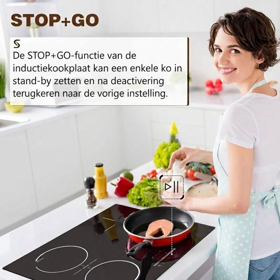 TYR Inductie Kookplaat Inbouw Inductiekookplaat Ingebouwde Inductiekookplaat Zwart 59cm x 52cm x 6cm