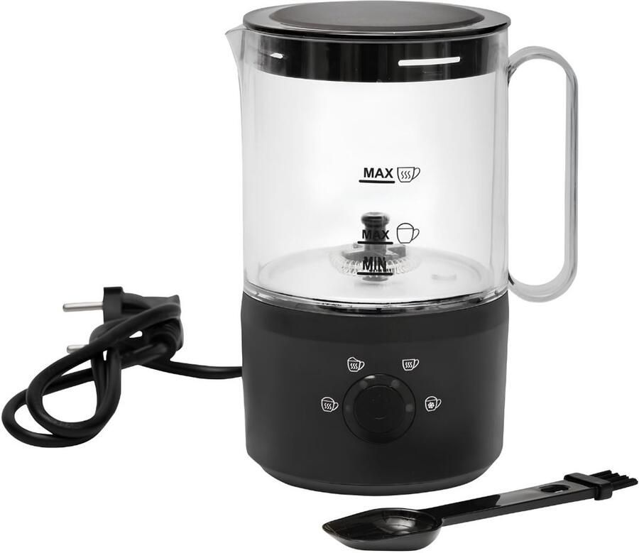 TYR Melk Opschuimer Elektrische Melkschuimer Met 4 Functies Melkopschuimer Zwart 11cm x 13cm x 18cm