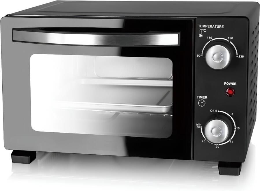 TYR Mini Oven Instelbare Thermostaat Compacte Elektrische Oven Zwart 23cm x 37cm x 31cm
