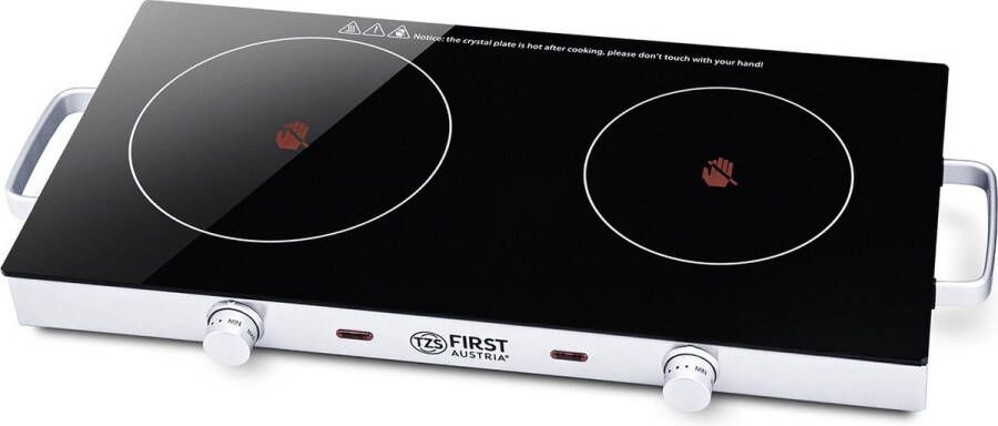 TZS FIRST AUSTRIA Kookplaat Vrijstaand met Handgrepen 2800W Elektrische Kookplaat 2 Pits Glaskeramiek