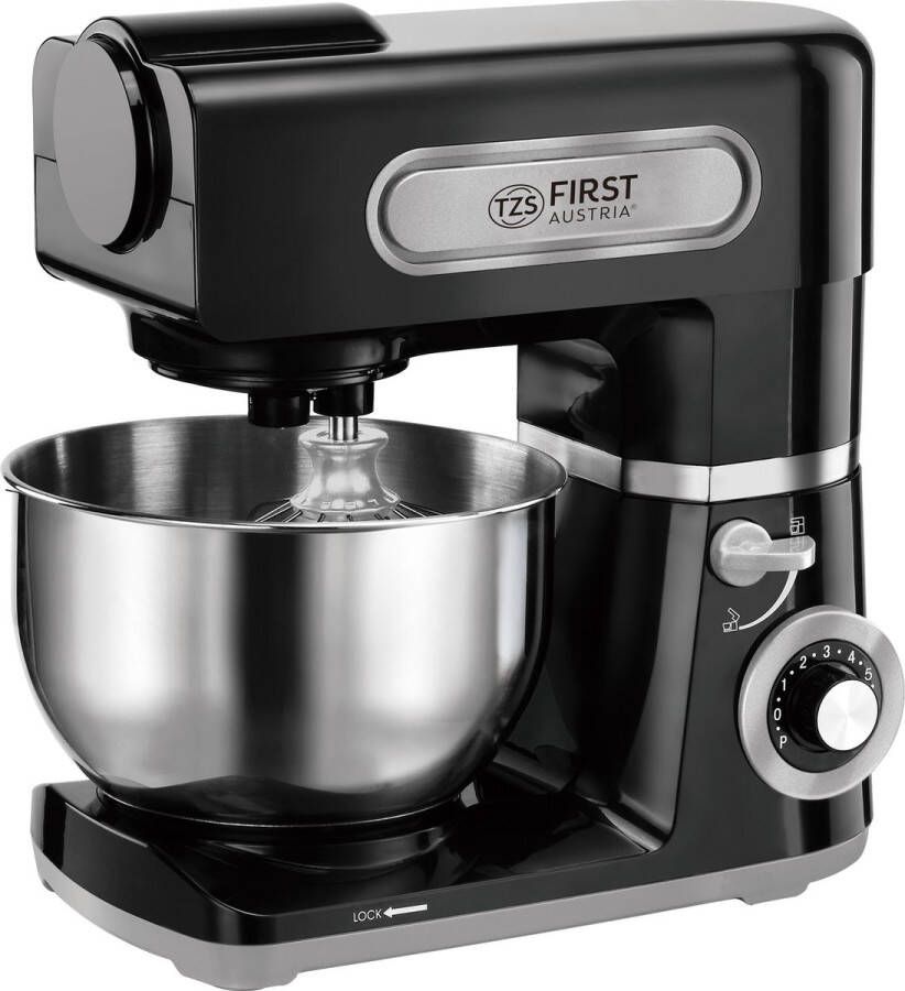 TZS FIRST AUSTRIA Keukenmachine Keukenrobot Mixer 6 Liter Keukenmixer 1500W Zwart