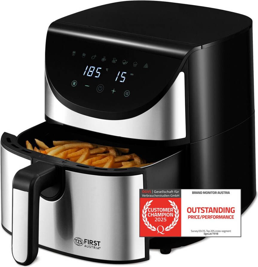 TZS FIRST AUSTRIA Airfryer Heteluchtfriteuse 5 8L 1700W 80ºC tot 200ºC Digital Touchscreen Zwart