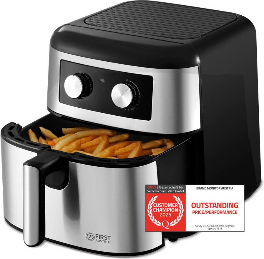 TZS FIRST AUSTRIA Airfryer Heteluchtfriteuse 8L 1700W 80ºC tot 200ºC Zwart