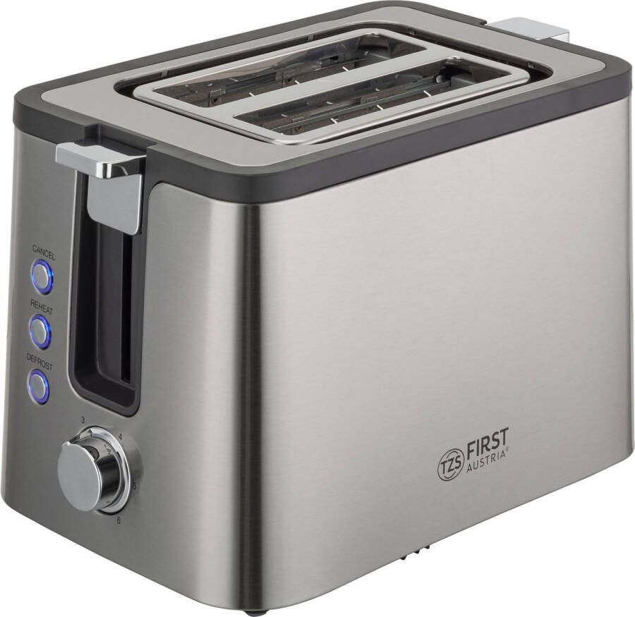 TZS FIRST AUSTRIA Broodrooster Toaster 6 Warmteniveaus 2 Sneetjes 800W RVS