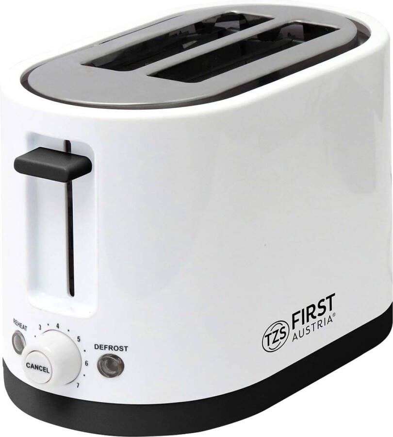 TZS FIRST AUSTRIA Broodrooster Toaster 7 Warmteniveaus 2 Extra Brede Sleuven 750W Wit
