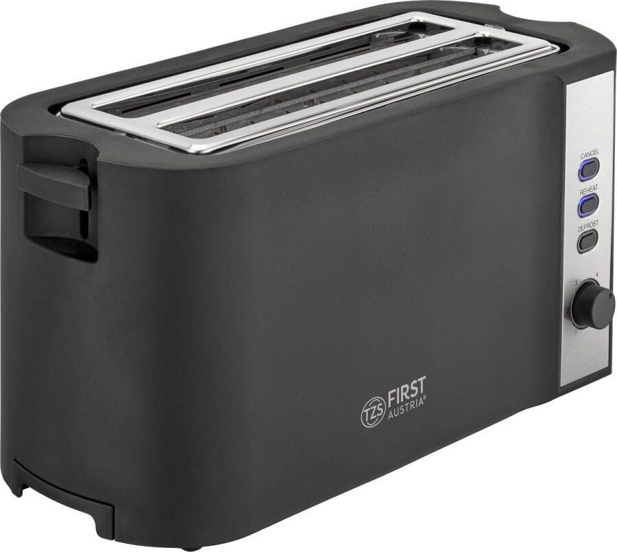 TZS FIRST AUSTRIA Broodrooster Toaster 7 Warmteniveaus Long-slot 4 Sneden 1500W Zwart
