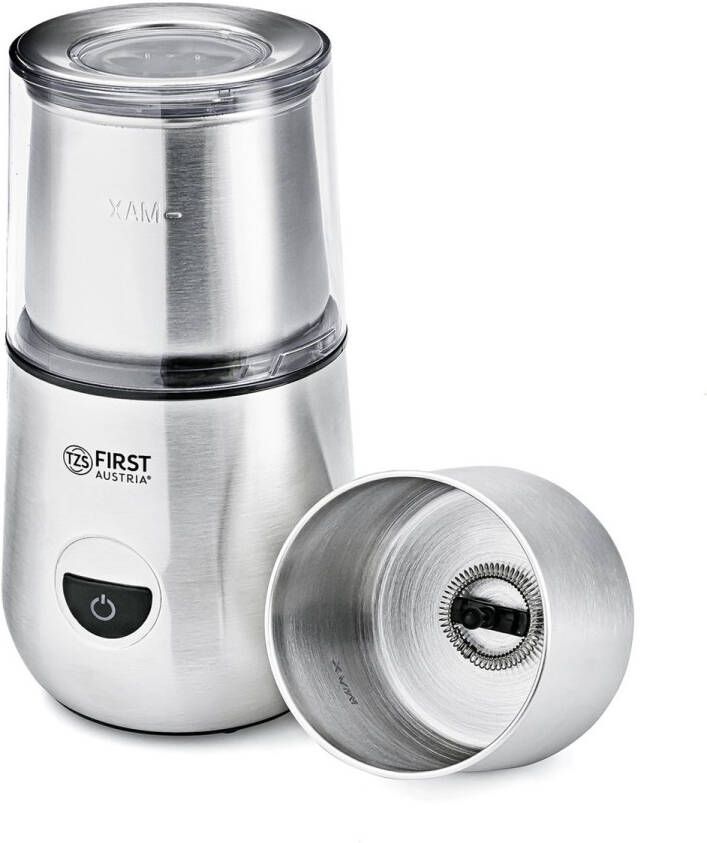TZS FIRST AUSTRIA Elektrische 2 in 1 Koffiemolen & Melkopschuimer 100 g 100 ml Automatische Melkopschuimer Mini-schuim Koffiezetapparaat voor Cappuccino Latte Frappe Hete Chocolade