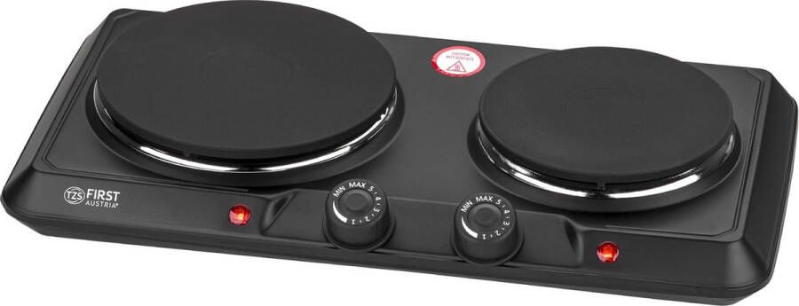 TZS FIRST AUSTRIA Elektrische Kookplaat 2500W 2 Pits Kookplaat elektrisch vrijstaand Zwart