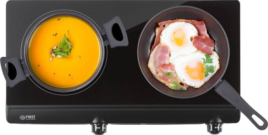 TZS FIRST AUSTRIA Elektrische Kookplaat 2500W 2 Pits Kookplaat elektrisch vrijstaand Zwart
