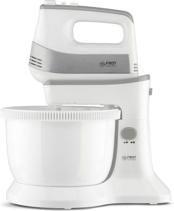 TZS FIRST AUSTRIA Handmixer met mengkom Keukenmachine 500W Turboknop 5 Snelheden Wit