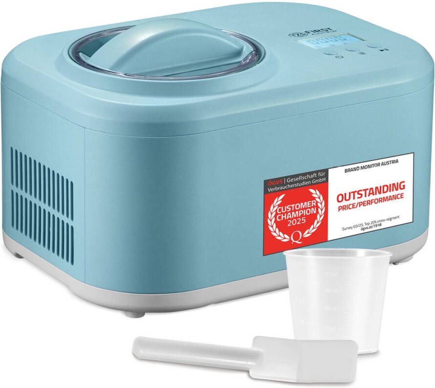 TZS FIRST AUSTRIA IJsmachine – Zelfvriezende Ice Cream Maker met Compressor – 1L – Turquoise