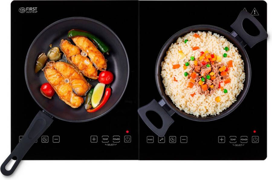 TZS FIRST AUSTRIA Inductie Kookplaat Vrijstaand 3500W Elektrische Kookplaat 2 Pits Zwart