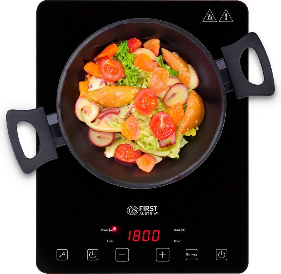 TZS FIRST AUSTRIA Inductie Kookplaat Vrijstaand Elektrische Kookplaat 1 Pits- 2000W Zwart