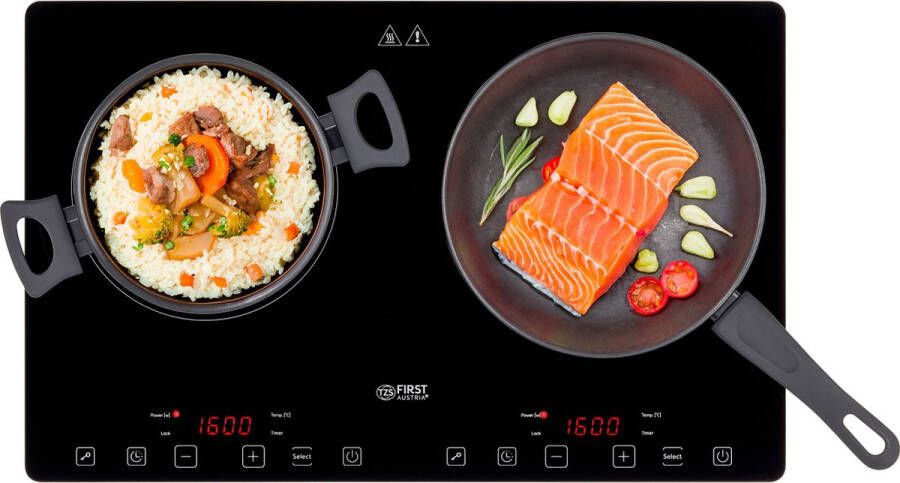 TZS FIRST AUSTRIA Inductie Kookplaat Vrijstaand Elektrische Kookplaat 2 Pits- 3400W Zwart