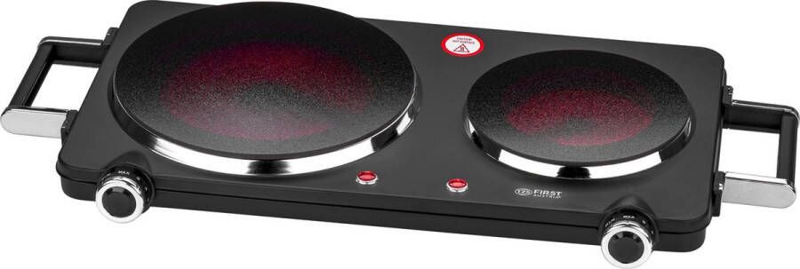 TZS FIRST AUSTRIA Kookplaat 2500W Kookplaat elektrisch vrijstaand 2 kookzones met Handgrepen Zwart