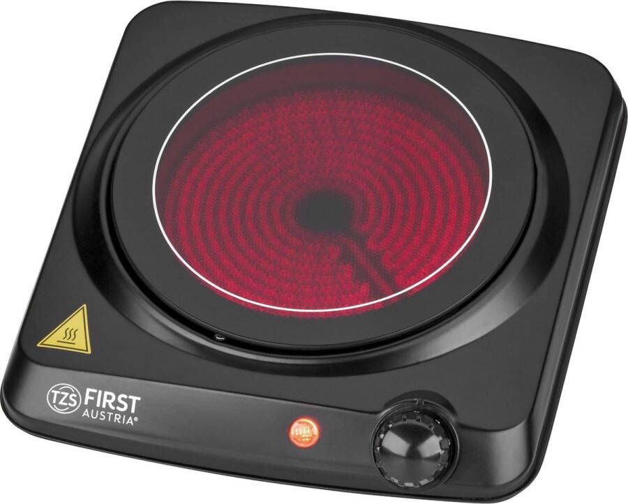 TZS FIRST AUSTRIA Kookplaat Vrijstaand 1200W Elektrische Kookplaat 1 Pits Zwart
