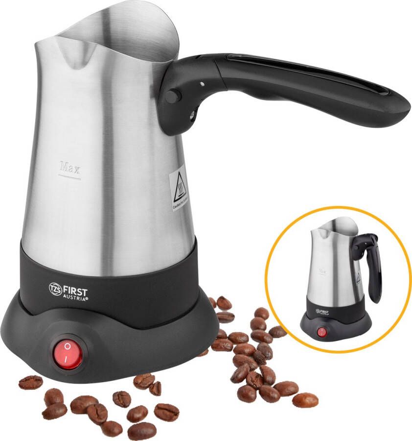 TZS FIRST AUSTRIA Turkse Koffiemachine Turkse Koffieapparaat 3 Kopjes Turkish Coffee Maker 800W RVS